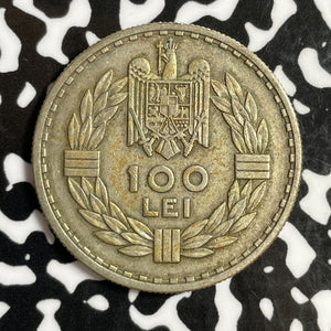 1932 Romania 100 Lei Lot#E0973 Silver!