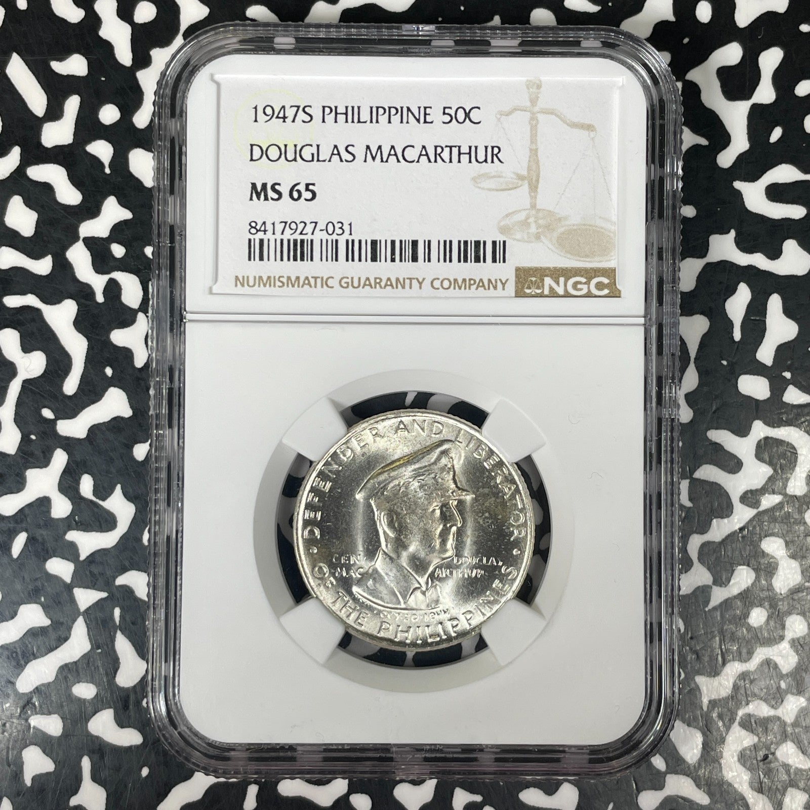 1947-S Philippines MacArthur 50 Centavos NGC MS65 Lot#G1544 Silver! Gem BU!
