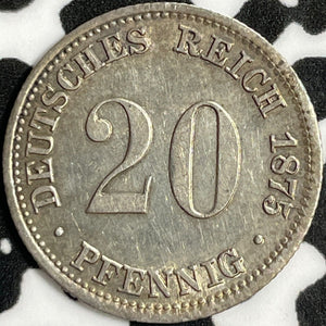 1875-J Germany 20 Pfennig Lot#D8856 Silver! High Grade! Beautiful!