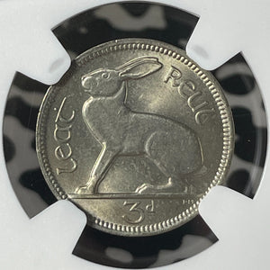 1953 Ireland 3 Pence Threepence NGC MS65 Lot#G281 Gem BU!