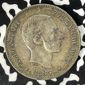 1885 Spanish Philippines 50 Centavos Lot#T4683 Silver!