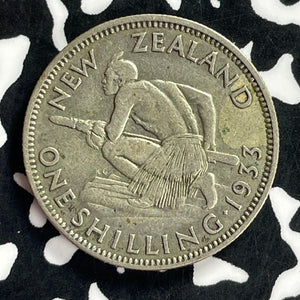 1933 New Zealand 1 Shilling Lot#T9657 Silver!
