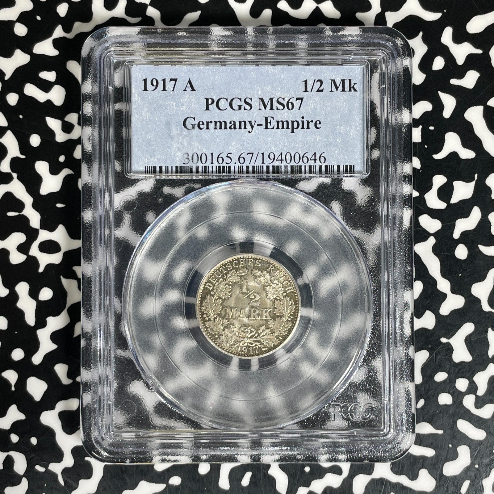 1917-A Germany 1/2 Mark PCGS MS67 Lot#G1600 Silver! Gem BU!