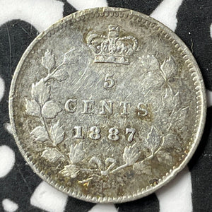 1887 Canada 5 Cents Lot#JM7058 Silver! Nice Detail, Old Cleaning