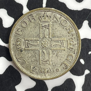 1909 Norway 25 Ore Lot#T8124 Silver! Nice!