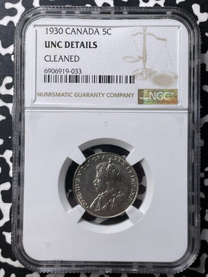 1930 Canada 5 Cents NGC Cleaned-UNC Details Lot#G8810