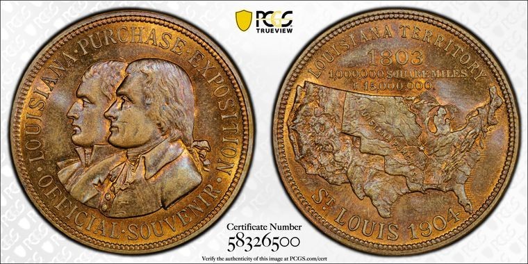 1904 U.S. Louisiana Purchase Exposition So-Called Dollar PCGS MS64RB Lot#G3936