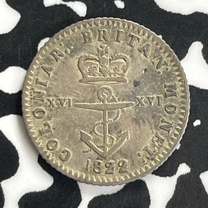 1822 British West Indies 1/16 Dollar Lot#C0151 Silver! Anchor Money