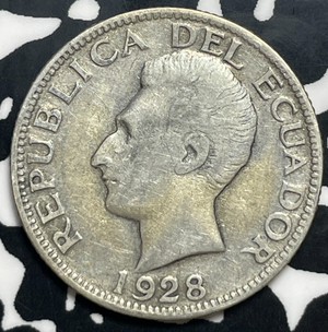 1928-Phila Ecuador 1 Sucre Lot#T9942 Silver!