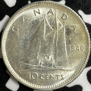 1940 Canada 10 Cents Lot#E0520 Silver! High Grade! Beautiful!