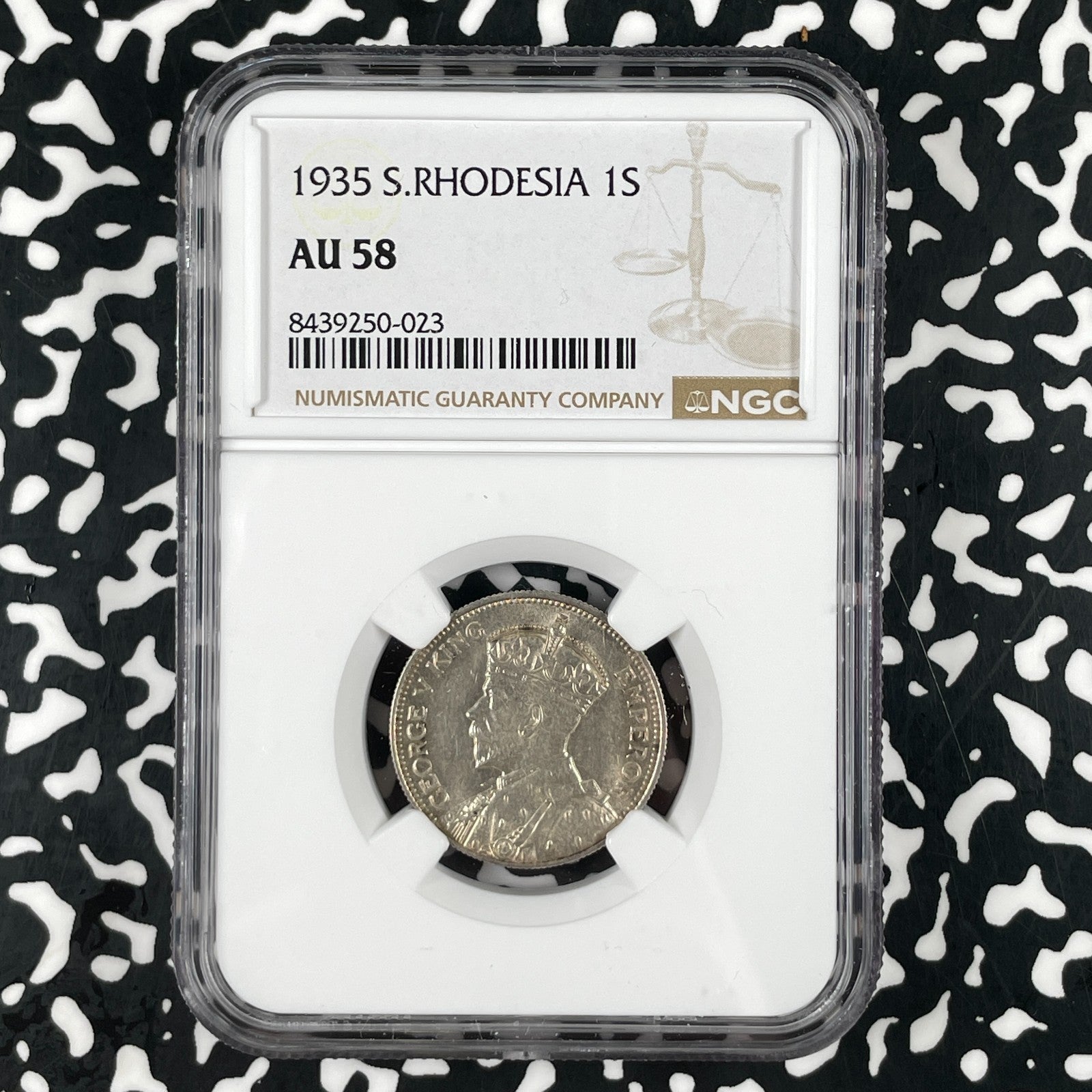 1935 Southern Rhodesia 1 Shilling NGC AU58 Lot#G3324 Silver!