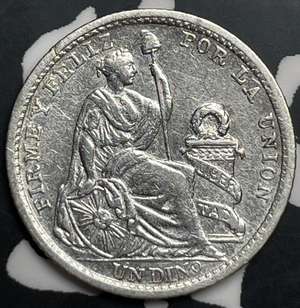 1906 Peru 1 Dinero Lot#T9860 Silver!