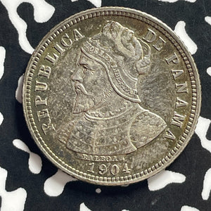1904 Panama 10 Centesimos Lot#JM0038 Silver! Nice!