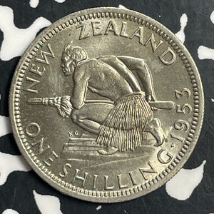 1953 New Zealand 1 Shilling Lot#T0748 High Grade! Beautiful! Key Date!