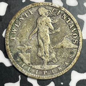 1917-S U.S. Philippines 20 Centavos Lot#T2628 Silver!