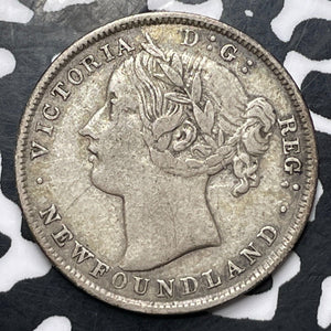 1870 Newfoundland 20 Cents Lot#JM8453 Silver! Nice! Better Date