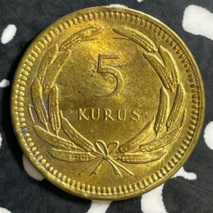 1950 Turkey 5 Kurus Lot#E7443 High Grade! Beautiful!