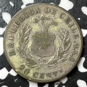 1879-So Chile 20 Centavos Lot#D7809 Silver!