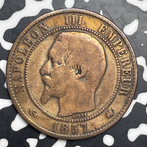 1857-K France 10 Centimes Lot#C0887 Better Date, Old Cleaning