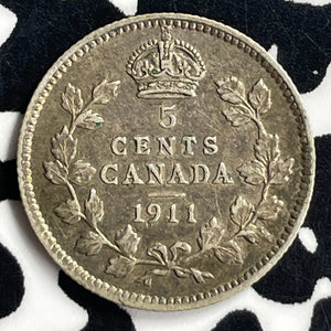 1911 Canada 5 Cents Lot#T6930 Silver! Nice!