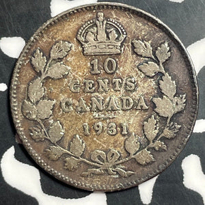 1931 Canada 10 Cents Lot#E7264 Silver!