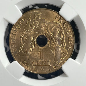 1912-A French Indo-China 1 Centime NGC MS64RD Lot#G738 Solo Top Graded!