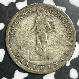 1913-S U.S. Philippines 20 Centavos Lot#T2646 Silver!