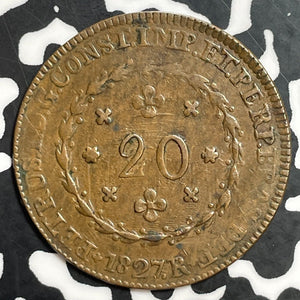 1827-R Brazil 20 Reis Lot#T1283