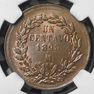 1895/84-Mo Mexico 1 Centavo NGC MS65BN Lot#G9041 Solo Top Graded! Overdate