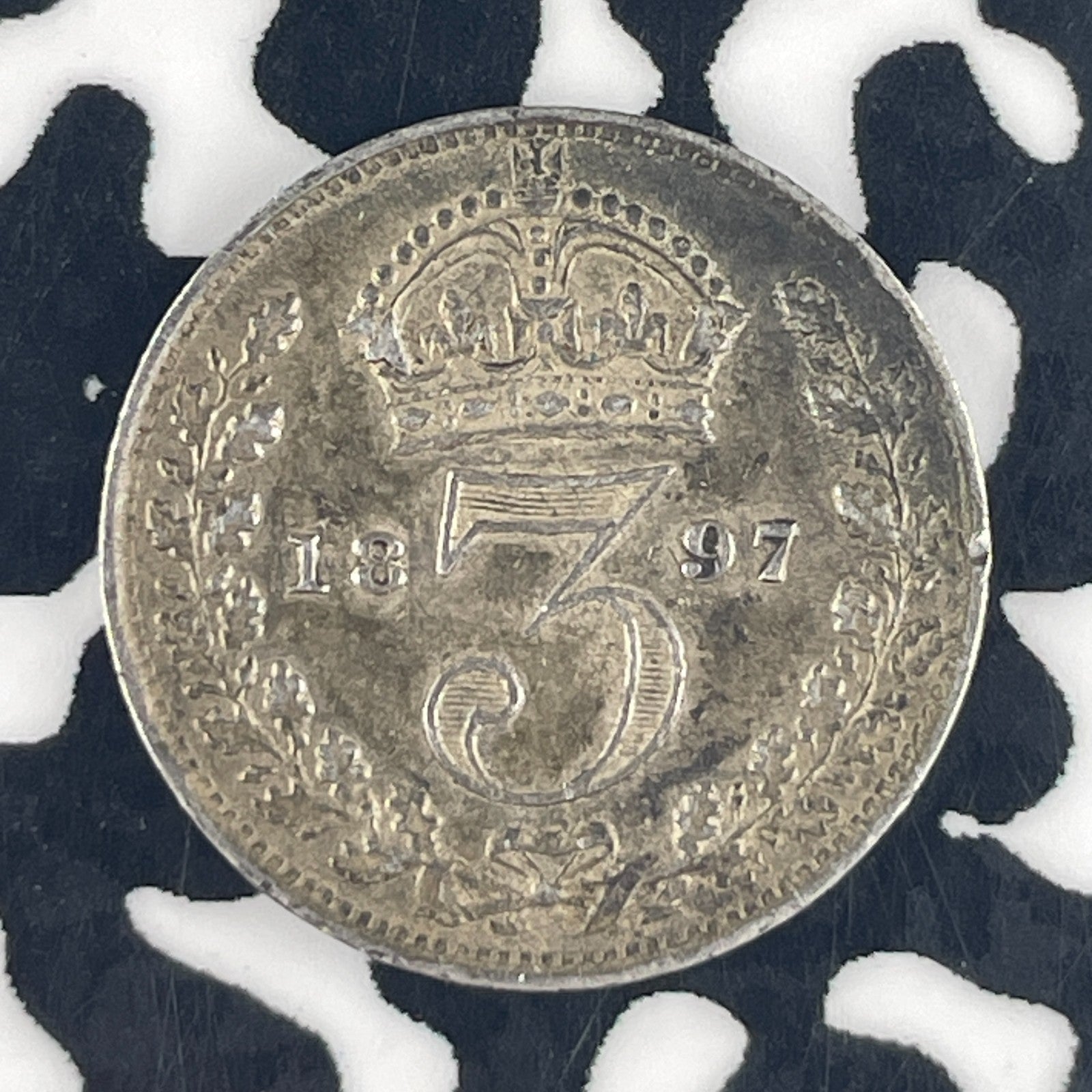 1897 Great Britain 3 Pence Threepence Lot#F4521 Silver!