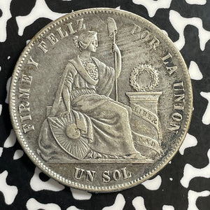 1875 Peru 1 Sol Lot#T0008 Large Silver Coin!