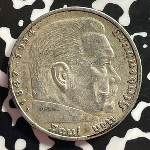 1936-A Germany 5 Mark Lot#E9277 Silver! Cleaned