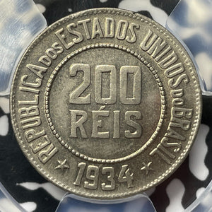 1934 Brazil 200 Reis PCGS MS65 Lot#G7542 Gem BU!