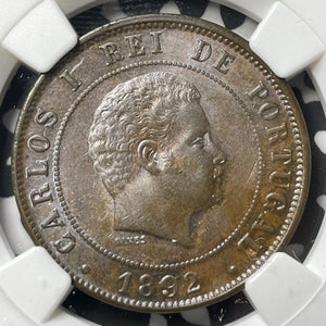 1892 Portugal 20 Reis NGC MS63BN Lot#G8983 Choice UNC!