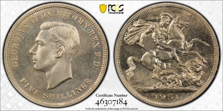 1951 Great Britain 1 Crown PCGS PL64 Lot#G2132 Choice UNC! S-4111