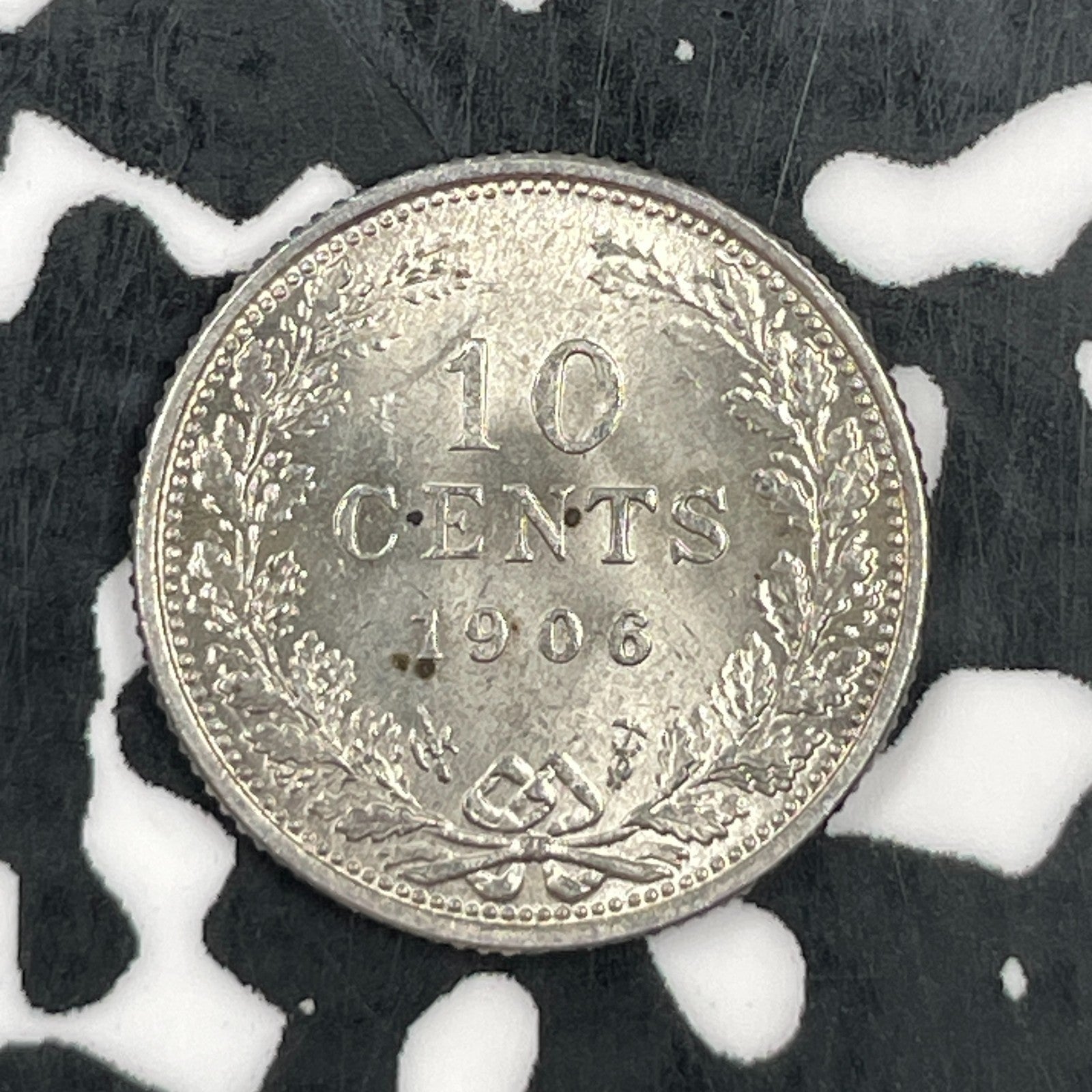 1906 Netherlands 10 Cents Lot#JM1497 Silver! High Grade! Beautiful!