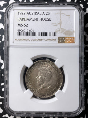 1927 Australia Parliament 1 Florin NGC MS62 Lot#G8783 Silver! Nice UNC!