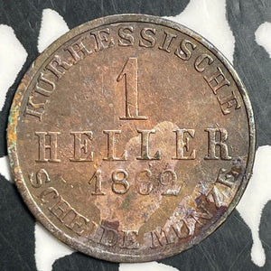 1862 Germany Hesse-Cassel 1 Heller Lot#T0461