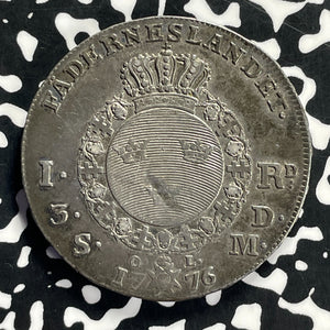 1776-OL Sweden 1 Riksdaler Lot#JM9806 Large Silver!