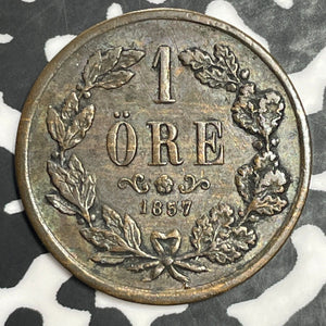 1857 Sweden 1 Ore Lot#E6618