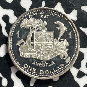 1970 Anguilla $1 Dollar Lot#JM9545 Silver! Proof!