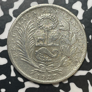 1927 Peru 1/2 Sol Half Sol Lot#T1709 Silver!