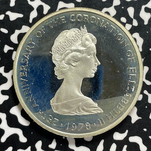 1978 Turks & Caicos Scotland Unicorn 25 Crowns Lot#JM9935 Silver! Proof!