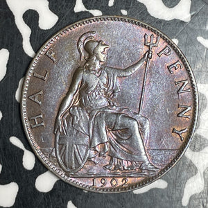 1902 Great Britain 1/2 Penny Half Penny Lot#T5966 High Grade! Beautiful!