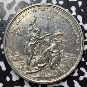 U/D Germany Augsburg John The Baptist/Jesus Medal By Drentwett Lot#JM6896 Silver