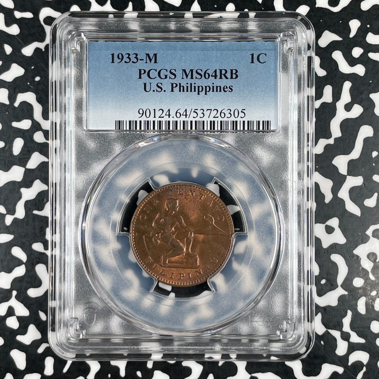 1933-M U.S. Philippines 1 Centavo PCGS MS64RB Lot#G3853 Choice UNC!