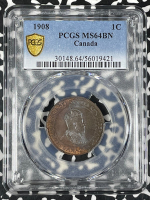 1908 Canada Large Cent PCGS MS64BN Lot#G035 Choice UNC!