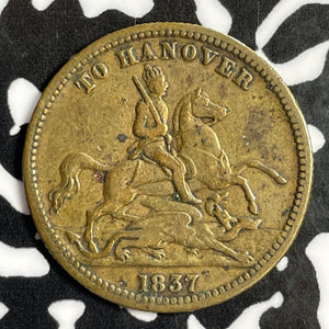 "1837" Great Britain Victoria 'To Hannover' Gaming Token Lot#E1122