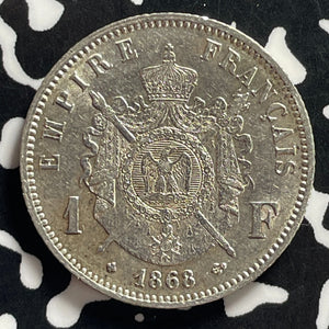 1868-BB France 1 Franc Lot#JM0040 Silver! High Grade! Beautiful!