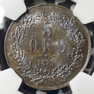 1873 Sweden 5 Ore NGC MS63BN Lot#G9571 Choice UNC!